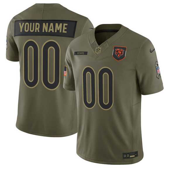 Men%27s Chicago Bears Active Player Custom Olive 2025 F.U.S.E. Salute to Service Limited Stitched Jersey->customized nfl jersey->Custom Jersey