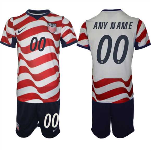 Mens United States Custom White Red 2026 Home Soccer Jersey Suit->->Custom Jersey