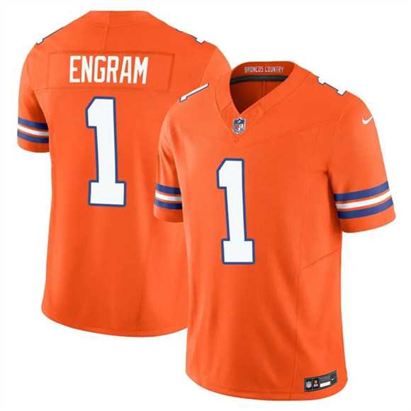 Men%27s Denver Broncos #1 Evan Engram Orange F.U.S.E. Mile High Collection 1977 Throwback Vapor Limited Stitched Jersey Dzhi->denver broncos->NFL Jersey