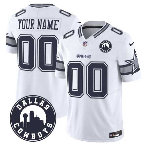 Men%27s Dallas Cowboys Active Player Custom White 2025 F.U.S.E Dallas City Patch Vapor Untouchable Limited Stitched Game Jersey->customized nfl jersey->Custom Jersey