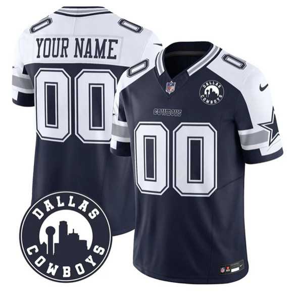 Men%27s Dallas Cowboys Active Player Custom White Navy Alternate 2025 F.U.S.E Dallas City Patch Vapor Untouchable Limited Stitched Game Jersey->customized nfl jersey->Custom Jersey