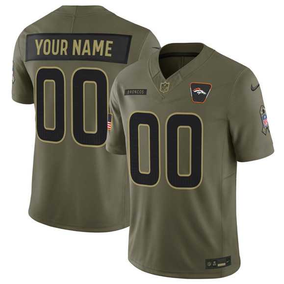 Men%27s Denver Broncos Active Player Custom Olive 2025 Salute to Service Limited Stitched Jersey->customized nfl jersey->Custom Jersey