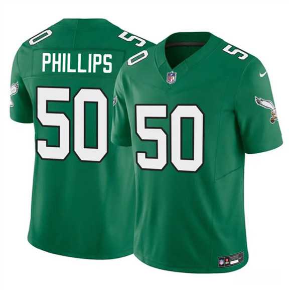 Men%27s Philadelphia Eagles #50 Jaelan Phillips Kelly Green 2025 F.U.S.E. Vapor Untouchable Limited Throwback Stitched Jersey Dzhi->san francisco 49ers->NFL Jersey
