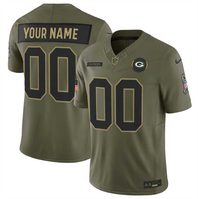Men%27s Green Bay Packers Active Player Custom Olive 2025 F.U.S.E. Salute to Service Limited Stitched Jersey->customized nfl jersey->Custom Jersey