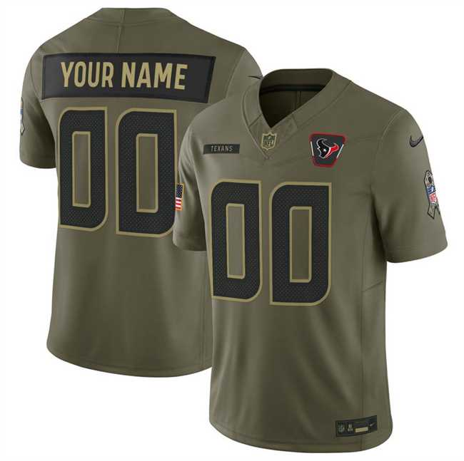 Men%27s Houston Texans Active Player Custom Olive 2025 F.U.S.E. Salute to Service Stitched Jersey->customized nfl jersey->Custom Jersey