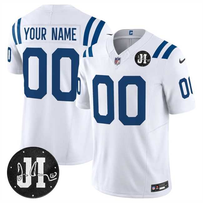 Men%27s Indianapolis Colts Active Player Custom White 2025 F.U.S.E. Jim Irsay Patch Vapor Limited Stitched Jersey->customized nfl jersey->Custom Jersey