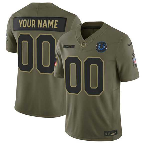 Men%27s Indianapolis Colts Active Player Custom Olive 2025 F.U.S.E. Salute to Service Limited Stitched Jersey->customized nfl jersey->Custom Jersey
