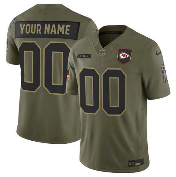 Men%27s Kansas City Chiefs Active Player Custom Olive 2025 F.U.S.E. Salute to Service Limited Stitched Jersey->customized nfl jersey->Custom Jersey