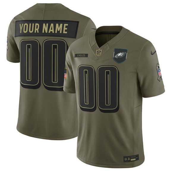 Men%27s Philadelphia Eagles Active Player Custom Olive 2025 Salute to Service Limited Stitched Jersey->customized nfl jersey->Custom Jersey
