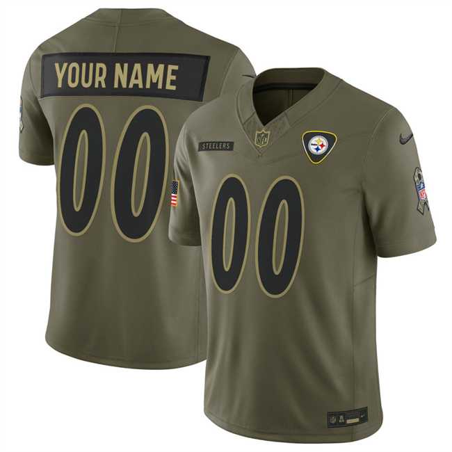 Men%27s Pittsburgh Steelers Active Player Custom Olive 2025 F.U.S.E. Salute to Service Limited Stitched Jersey->customized nfl jersey->Custom Jersey