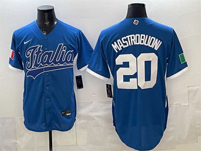 Mens Italy #20 Miles Mastrobuoni Blue 2026 World Baseball Classic Home Stadium Stitched Jersey->2026 world baseball classic->MLB Jersey