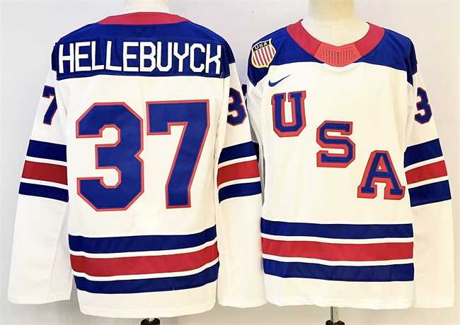 Mens USA #37 Connor Hellebuyck White 2025-2026 Stitched Jersey->olympics usa jerseys->NHL Jersey