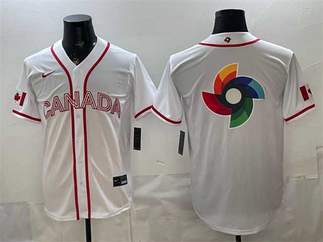 Mens Canada White 2026 World Baseball Classic Big Logo Home Stadium Stitched Jersey->2026 world baseball classic->MLB Jersey