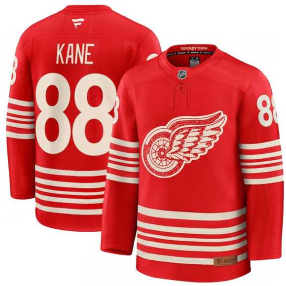Men%27s Detroit Red Wings #88 Patrick Kane Red 2025 Centennial Premium Stitched Jersey Dzhi->new york rangers->NHL Jersey