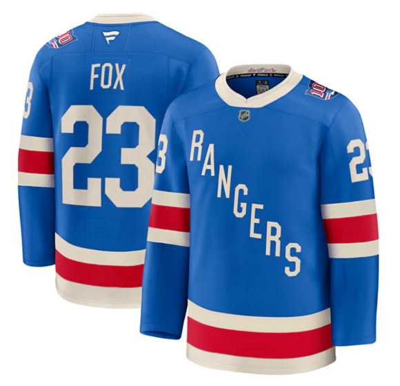 Men%27s New York Rangers #23 Adam Fox Blue Centennial Stitched Hockey Jersey Dzhi->new york rangers->NHL Jersey