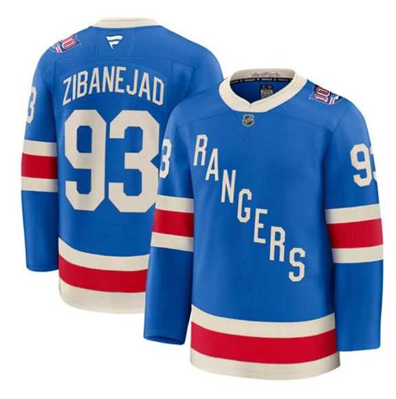Men%27s New York Rangers #93 Mika Zibanejad Blue Centennial Stitched Hockey Jersey Dzhi->utah mammoth->NHL Jersey