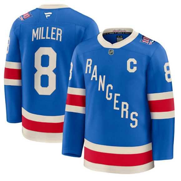 Men%27s New York Rangers #8 JT Miller Blue Centennial With C Patch Stitched Hockey Jersey Dzhi->new york rangers->NHL Jersey