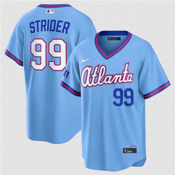 Men%27s Atlanta Braves #99 Spencer Strider Powder Blue 2026 City Connect Stadium Stitched Jersey Dzhi->atlanta braves->MLB Jersey