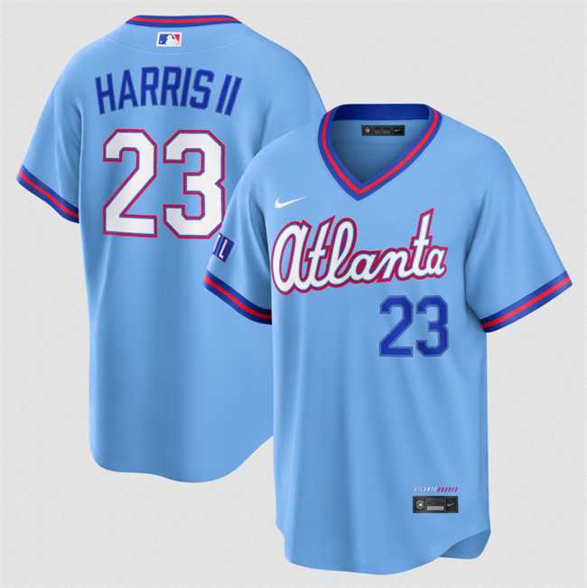 Men%27s Atlanta Braves #23 Michael Harris II Powder Blue 2026 City Connect Stadium Stitched Jersey Dzhi->atlanta braves->MLB Jersey