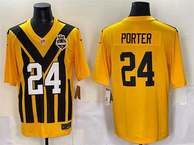 Men%27s Pittsburgh Steelers #24 Joey Porter Jr. Gold 1933 Throwback Alternate Stitched Game Jersey->pittsburgh steelers->NFL Jersey