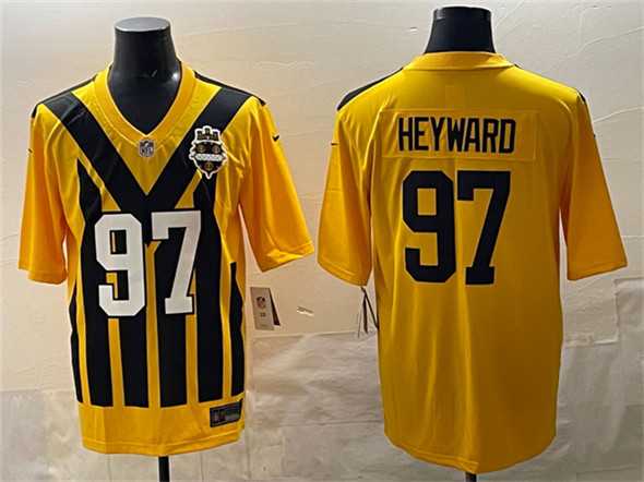 Men%27s Pittsburgh Steelers #97 Cameron Heyward Gold 1933 Throwback Alternate Stitched Game Jersey->pittsburgh steelers->NFL Jersey