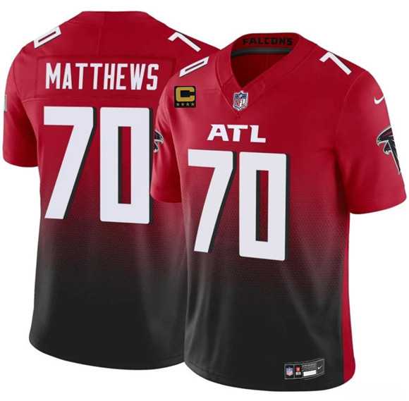 Men%27s Atlanta Falcons #70 Jake Matthews Red Black 2025 F.U.S.E With 4-Star C Patch Vapor Untouchable Limited Stitched Jersey Dzhi->atlanta falcons->NFL Jersey