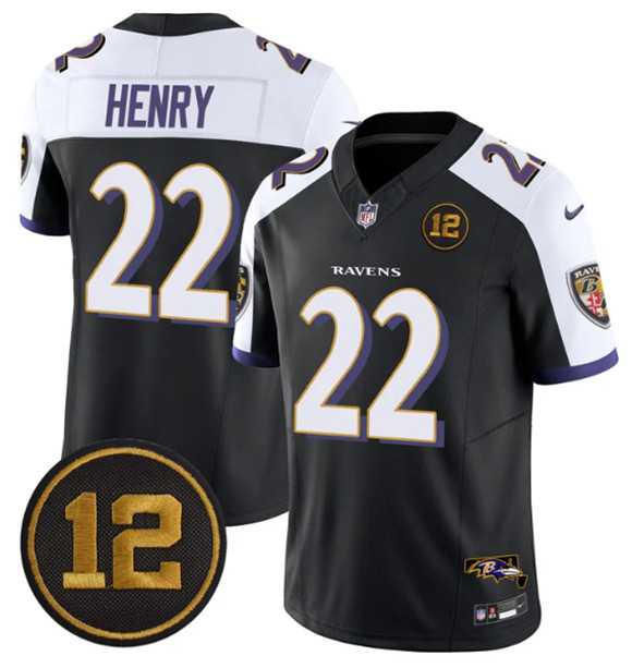 Men%27s Baltimore Ravens #22 Derrick Henry Black Alternate 2025 F.U.S.E Jacoby Jones Patch Vapor Limited Jersey Dzhi->baltimore ravens->NFL Jersey