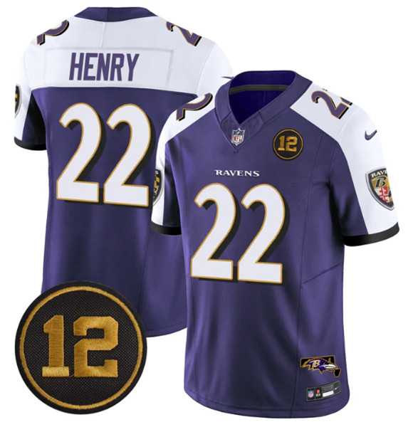 Men%27s Baltimore Ravens #22 Derrick Henry Purple Alternate 2025 F.U.S.E Jacoby Jones Patch Vapor Limited Jersey Dzhi->baltimore ravens->NFL Jersey
