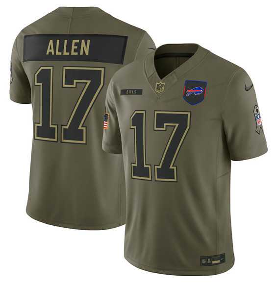 Men%27s Buffalo Bills #17 Josh Allen Olive 2025 Salute to Service Limited Stitched Jersey Dyin->buffalo bills->NFL Jersey