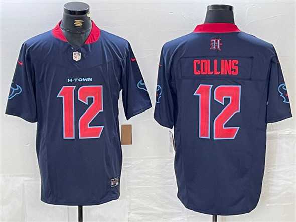 Men%27s Houston Texans #12 Nico Collins Navy 2nd Alternate F.U.S.E. Vapor Limited Football Stitched Jersey->houston texans->NFL Jersey
