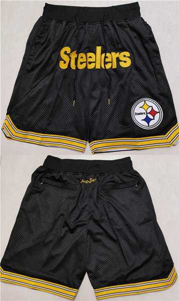 Mens Pittsburgh Steelers Black Shorts (Run Small)->pittsburgh steelers->NFL Jersey