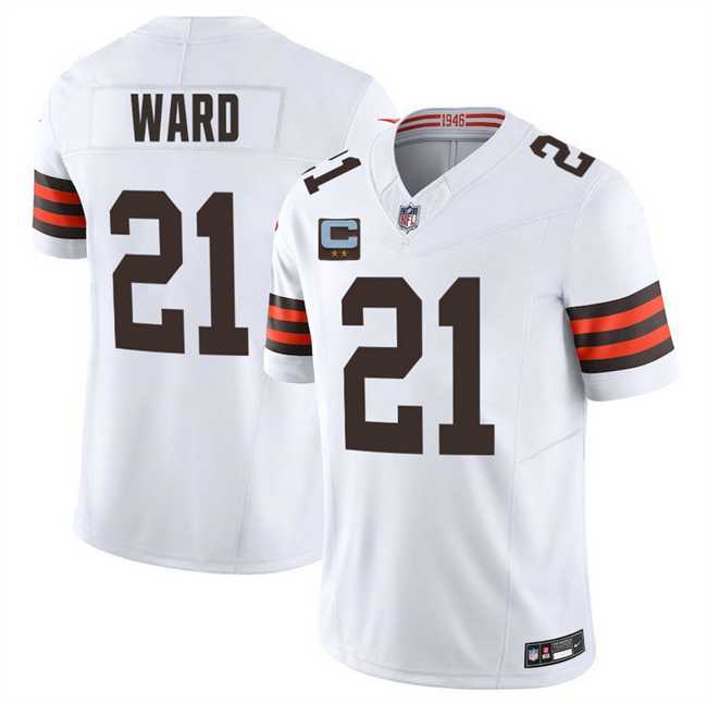 Men%27s Cleveland Browns #21 Denzel Ward White 2025 F.U.S.E. With 2-Star C Patch Vapor Limited Stitched Jersey Dzhi->cleveland browns->NFL Jersey
