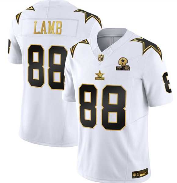 Men%27s Dallas Cowboys #88 CeeDee Lamb White Gold F.U.S.E. With Established In 1960 Patch Vapor Limited Stitched Jersey Dyin Dyin->dallas cowboys->NFL Jersey