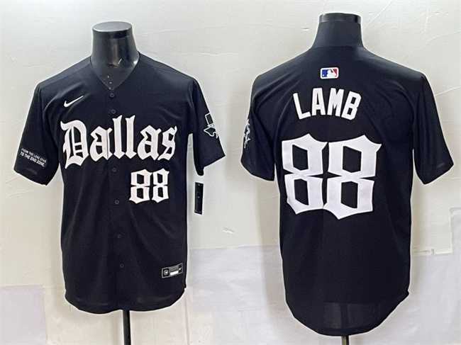 Men%27s Dallas Cowboys #88 CeeDee Lamb Black %27Gothic Lone Star Edition%27 Limited Stitched Baseball Jersey->dallas cowboys->NFL Jersey