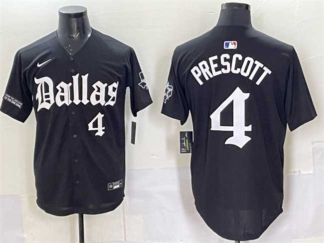 Men%27s Dallas Cowboys #4 Dak Prescott Black %27Gothic Lone Star Edition%27 Limited Stitched Baseball Jersey->cleveland browns->NFL Jersey