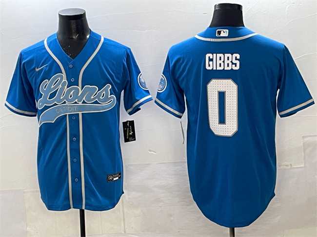 Men%27s Detroit Lions #0 Jahmyr Gibbs Blue Cool Base Stitched Baseball Jersey->dallas cowboys->NFL Jersey