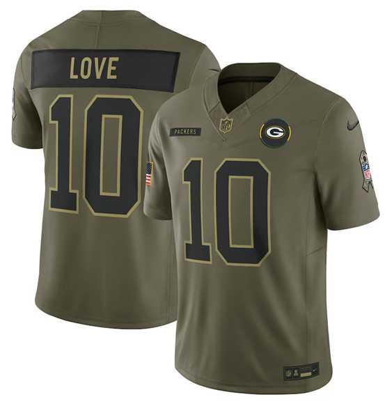 Men%27s Green Bay Packers #10 Jordan Love Olive 2025 Salute to Service Limited Stitched Jersey Dyin->green bay packers->NFL Jersey