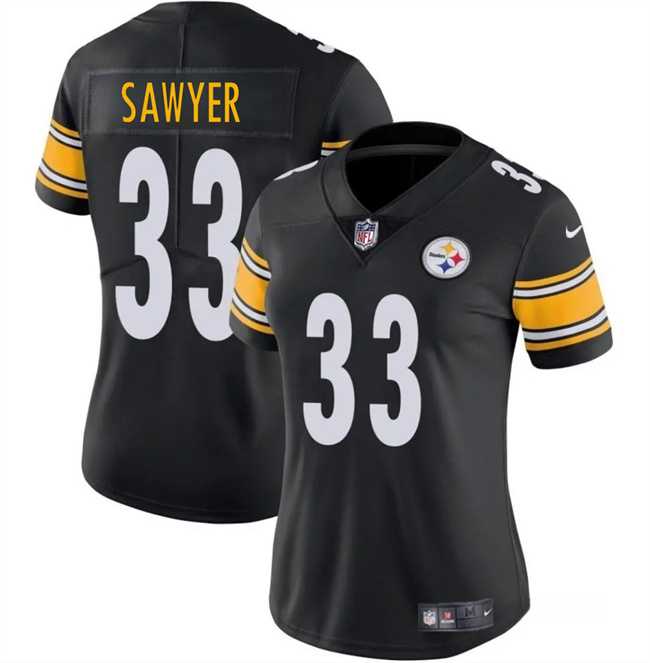 Women%27s Pittsburgh Steelers #33 Jack Sawyer Black 2025 Draft Vapor Untouchable Limited Stitched Jersey Dzhi->pittsburgh steelers->NFL Jersey
