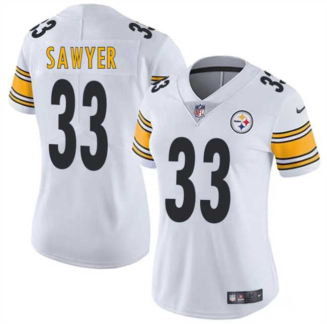 Women%27s Pittsburgh Steelers #33 Jack Sawyer White 2025 Draft Vapor Untouchable Limited Stitched Jersey Dzhi->pittsburgh steelers->NFL Jersey