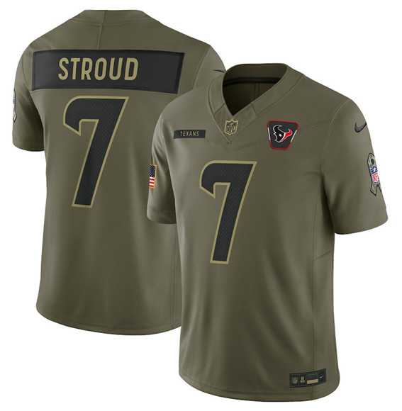 Men%27s Houston Texans #7 C.J. Stroud Olive 2025 Salute to Service Limited Stitched Jersey Dyin->green bay packers->NFL Jersey