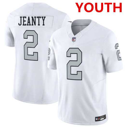 Youth Las Vegas Raiders #2 Ashton Jeanty White 2025 F.U.S.E. Vapor Stitched Jerseys Dzhi->las vegas raiders->NFL Jersey