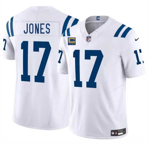 Men%27s Indianapolis Colts #17 Daniel Jones White 2025 F.U.S.E. With 4-Star C Patch Vapor Limited Stitched Jersey Dzhi->indianapolis colts->NFL Jersey