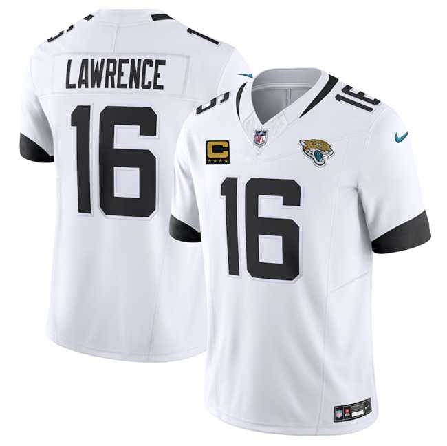 Men%27s Jacksonville Jaguars #16 Trevor Lawrence White 2025 F.U.S.E. With 4-Star C Patch Vapor Limited Stitched Jersey Dzhi->jacksonville jaguars->NFL Jersey