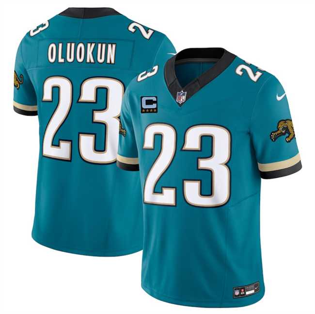 Men%27s Jacksonville Jaguars #23 Foye Oluokun Teal 2025 F.U.S.E. With 4-Star C Patch Prowler Throwback Vapor Limited Stitched Jersey Dzhi->jacksonville jaguars->NFL Jersey