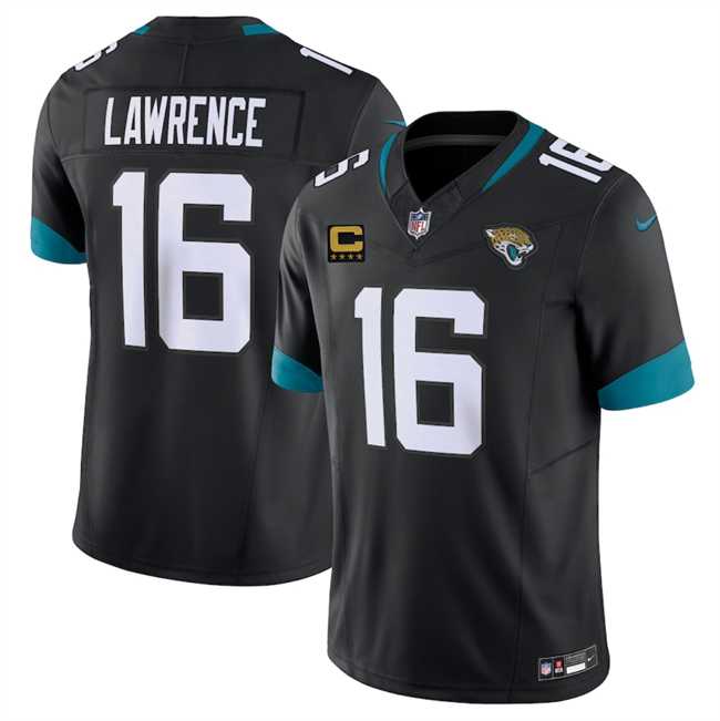 Men%27s Jacksonville Jaguars #16 Trevor Lawrence Black 2025 With 4-Star C Patch F.U.S.E. Vapor Limited Stitched Jersey Dzhi->jacksonville jaguars->NFL Jersey