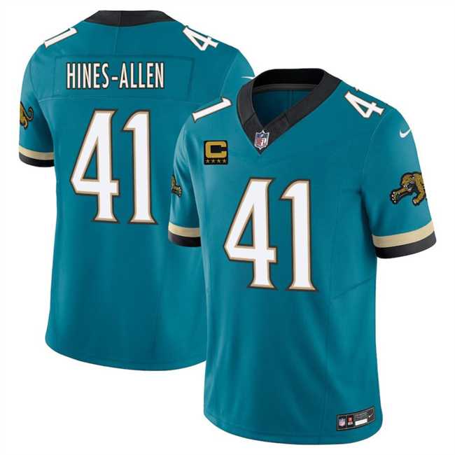Men%27s Jacksonville Jaguars #41 Josh Hines-Allen Teal 2025 F.U.S.E. With 4-Star C Patch Prowler Throwback Vapor Limited Stitched Jersey Dzhi->jacksonville jaguars->NFL Jersey