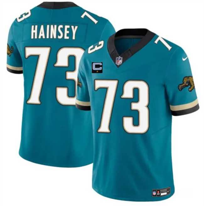 Men%27s Jacksonville Jaguars #73 Robert Hainsey Teal 2025 F.U.S.E. With 1-Star C Patch Prowler Throwback Vapor Limited Stitched Jersey Dzhi->jacksonville jaguars->NFL Jersey