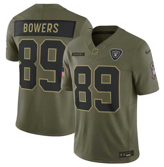 Men%27s Las Vegas Raiders #89 Brock Bowers Olive 2025 Salute to Service Limited Stitched Jersey Dyin->las vegas raiders->NFL Jersey