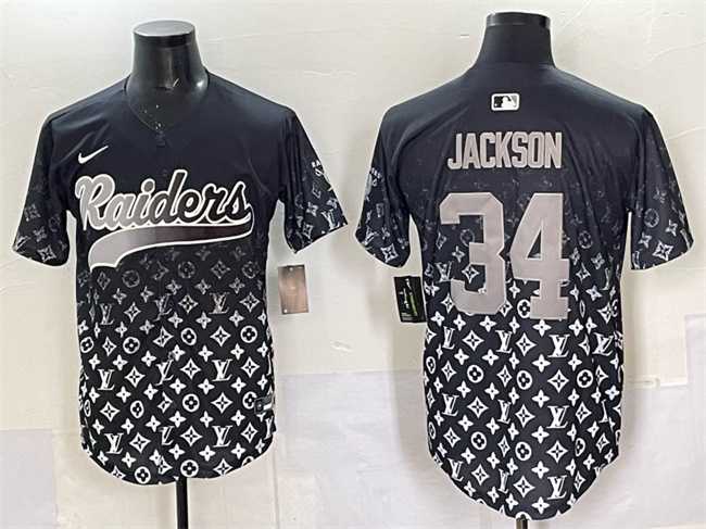 Men%27s Las Vegas Raiders #34 Bo Jackson Black Limited Stitched Baseball Jersey->las vegas raiders->NFL Jersey