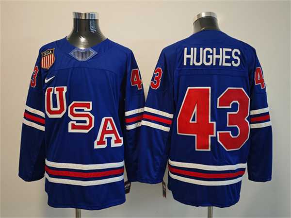 Mens USA #43 Quinn Hughes Royal 2025-2026 Stitched Jersey->olympics usa jerseys->NHL Jersey